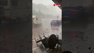 Switzerland Storm Footage | Debris Goes Flying In Fierce Storm in Switzerland #shorts