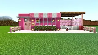 How To Build Cute Pink Cafe In Minecraft-Tutorial!