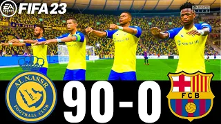 FIFA 23 - MESSI, RONALDO, MBAPPE, NEYMAR, ALL STARS | AL NASSR 90-0 FC BARCELONA  |