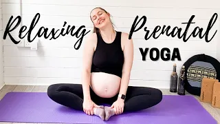 RELAXING PREGNANCY YOGA STRETCHES | Third Trimester Yoga for BETTER SLEEP | Evening Prenatal Yoga