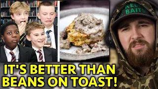 American Reacts to British Highschoolers Try Biscuits and Gravy for the First Time!!