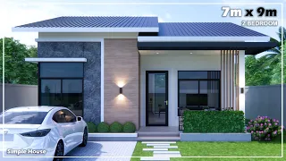 House design idea | Small House | 7m x 9m (63sqm) | 2Bedroom