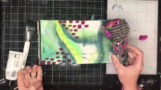 Quick art journal page:  Simple Abstract using large brushes and lots of water