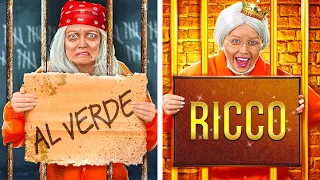 RICCO VS AL VERDE IN PRIGIONE || Nonna e Pikachu Scappano! Situazioni Divertenti da 123 GO! FOOD