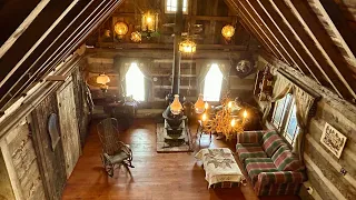 Installing the hardwood floor at the cabin