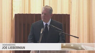 Fmr. Vice President Al Gore speaks at Sen Joe Lieberman's funeral