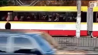 Переполненный трамвай в Одессе