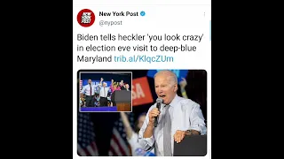 Biden tells heckler 'you look crazy' in election eve visit to deep-blue Maryland