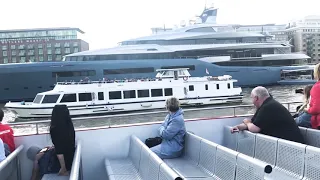 Huge Luxury Yacht on River Thames London UK