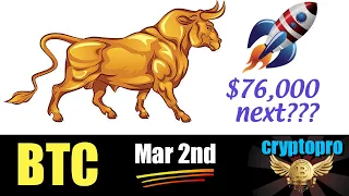 Is BTC About To Surge To $76k? A BIG Bull Flag Might Be The Key! 🤩💥🚀