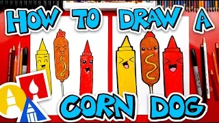 How To Draw Funny Corn Dog, Mustard And Ketchup