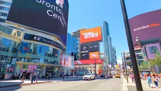 Toronto City Walks 4K - Yonge Str to Toronto Eaton Centre at Dundas and Yonge Square Canada Travel