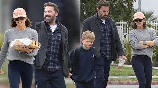 Ben Affleck and Jennifer Garner enjoy a FRIENDLY chat after dropping off Samuel at school