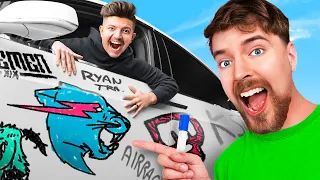 100 YouTubers Signed My Tesla!