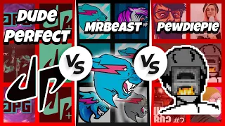 PewDiePie Vs MrBeast Vs Dude Perfect  - Team YouTubers [Sub Count] 2009 - 2025