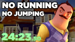 Beating Hello Neighbor SPRINTLESS and JUMPLESS