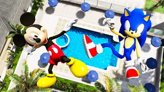 GTA 5 Sonic vs Mickey Mouse Water Ragdolls & Fails Ep.5 [Euphoria Physics / Funny Moments]