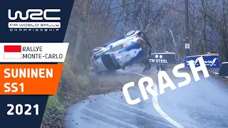 BIG ROLL FOR TEEMU SUNINEN ON SS1 | 🔴 RALLYE MONTE-CARLO LIVE NOW ON WRC+