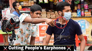 Cutting Peoples Earphones - Then Giving Them Airpods - Prank PART 2 - By 4 Minute Fun