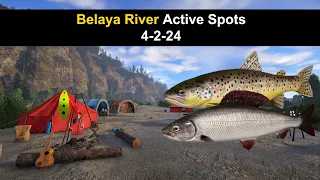 Russian Fishing 4,  Belaya River Active Spots 4-2-24