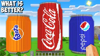 WHICH GIANT SODA CAN is BETTER in Minecraft? I found THE BIGGEST FANTA vs COLA vs PEPSI BOTTLE!