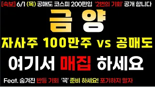 [금양] 6/1 (목) 자사주 100만주 vs 공매도! 여기서 매집 하세요!