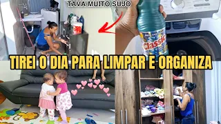 dia de limpeza e organização | higienizei minha  máquina | faxina completa + todos ficaram doentes 😢