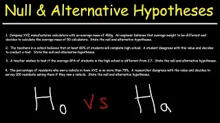 Hypothesis Testing - Null and Alternative Hypotheses