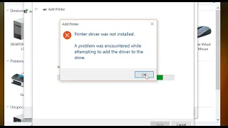 How to fix Printer Driver Installation error "Printer driver was not installed..." on Windows 10