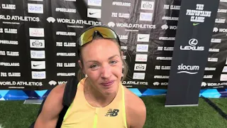 Elle St. Pierre after big 3:56.00 pb at 2024 Pre Classic