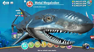 Hungry Shark World - All Sharks Unlocked - Metal Megalodon New Shark Coming Soon Update Gameplay