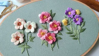 프랑스자수 l 여름날의 입체꽃자수 Three-dimensional flower embroidery on a summer day