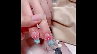 blue cat eye gel polish diamond cat eye gel nail art design