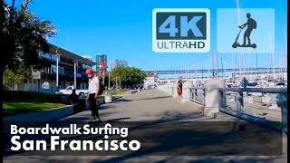 San Francisco 🇺🇸 | BayShore Trail | Boardwalk Surfing | 4K UHD Electric Scooter Tour