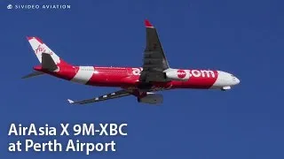 AirAsia X (9M-XBC) arriving and departing Perth Airport.