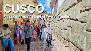 [4K] Cusco Old Town Walk, Plaza de Armas / Stone of Twelve Angles