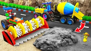 Top diy tractor making mini Concrete Road Construction | diy New Bulldozer cleaning Forest | HP Mini