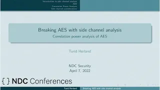 Breaking AES with side channel analysis - Turid Herland - NDC Security 2022