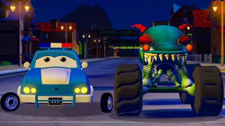 Haunted House Monster Truck Chasing Road Ranger Song & More Children Car Cartoons