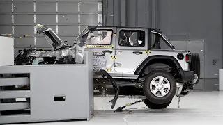 Jeep Wrangler Rolls Over During IIHS Crash Test