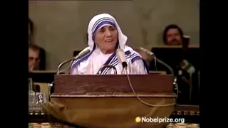 Fragment of Saint Mother Teresa's 1979 Peace Nobel Prize acceptance speech