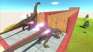 Carnivorous dinosaurs vs Herbivorous dinosaurs with jet engine - Animal Revolt Battle Simulator