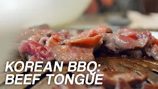 HOW TO EAT BEEF TONGUE "THE RIGHT WAY" KOREAN BBQ MUKBANG