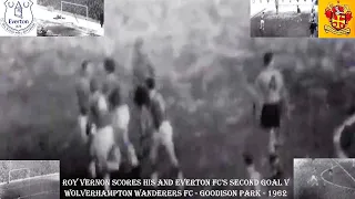 ROY VERNON SCORES EVERTON FC’S SECOND GOAL V WOLVERHAMPTON WANDERERS FC GOODISON PARK–2ND MARCH 1962