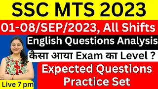 SSC MTS 2023 01-08/sep/2023 exam analysis all shifts | English expected questions practice set