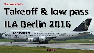 ILA 2016: Iron Maiden's *Ed Force One* Boeing 747-400 takeoff & low pass