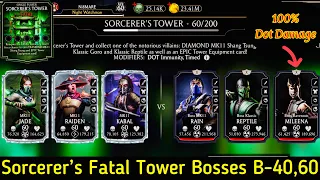 Sorcerer’s Fatal Tower Bosses Battles 40 & 60 fight + Reward | Talent Tree setups| MK Mobile 2021