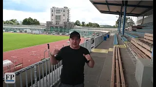 Arbeiten am Marathonturm des Chemnitzer Sportforums