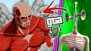 SIREN HEAD ENCONTROU o GIGANTE TITAN COLOSSAL no GTA 5 ! ( GTA V Mods / Attack on Titan )