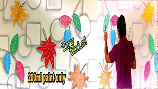 Leaf design 3D Wall Art ideas | 3D Wall design easy painting with spray | 3D wall painting